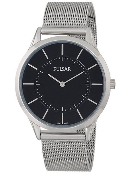 Pulsar Black Dial Quartz Watch with Matching Mesh Bracelet #PTA499X