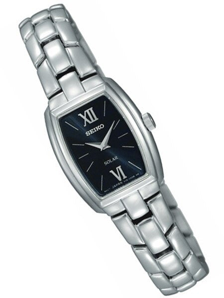 Seiko Women's Solar Powered Dress Watch with Black Dial, Silver Hands and Markers #SUP069