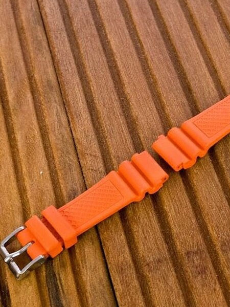 Squale 1521 OEM 20mm Orange Natural Rubber Dive Watch Strap #1521-OR