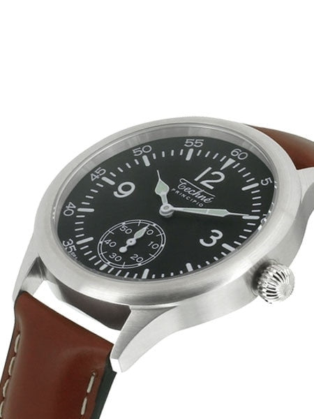 Techne 39.5mm Merlin Quartz Aviator Watch with Onion Crown and Small Seconds #246.053
