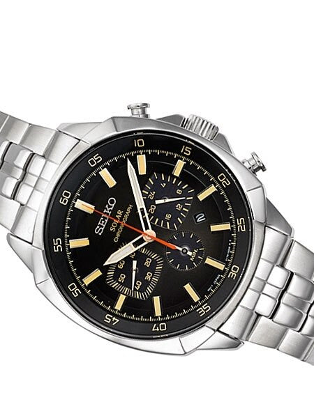 Seiko Solar Quartz Chronograph with Stop-Watch and 24-hour Sub-Dial  #SSC511