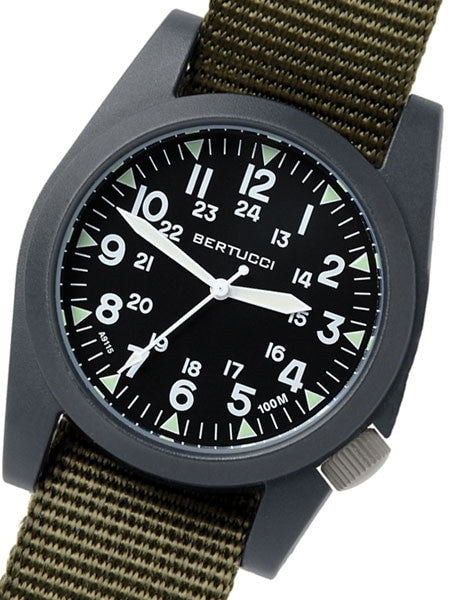 Bertucci A-3P Sportsman Vintage Field Watch with a 42mm Black Poly-Carbonate Case - 13351