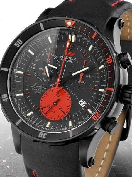 Vostok-Europe Anchar Mens Chronograph Dive Watch with Tritium Tube Illumination #5104244