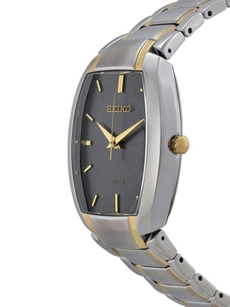 Seiko Solar Watch with Two-Tone Tonneau Stainless Steel Case and Matching Bracelet #SNE334