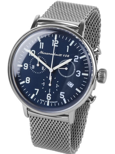 Messerschmitt Bauhaus Swiss Quartz Chronograph Watch on Mesh Bracelet #ME108-80M