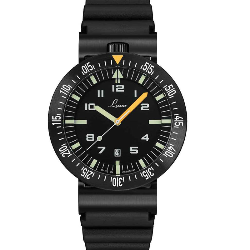 Laco Squad Atacama-2 Tactical Dive Watch with Black PVD Case and Sapphire Crystal #861632-2
