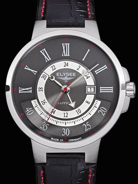 Elysee Marathon Swiss Quartz Dress GMT Dual Time Watch with Sapphire Crystal #17006E
