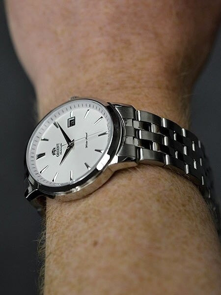 Orient Symphony Automatic Dress Watch with White Dial, Stainless Steel Bracelet #ER2700AW