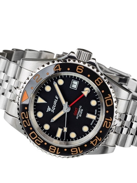 Squale 300 meter Swiss Automatic GMT watch with Ceramic Bezel, AR Sapphire Crystal #1545GM-CER-VIN