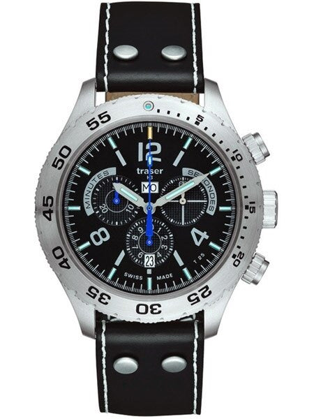 Traser Swiss Made Elegance Chronograph Watch with 46mm SS Case #105035