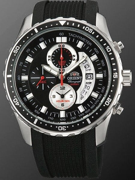 Orient Cayenne Sport Diver Chronograph Watch with Open Date Window and Tachymeter #TT0Q003B