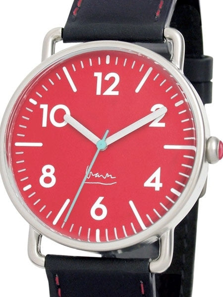 Projects 40mm Red Witherspoon Quartz Watch with Leather Strap #7106R