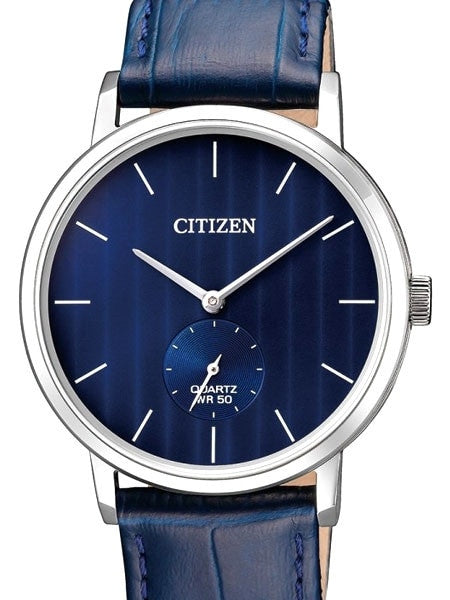 Citizen Quartz Dress Watch with Blue Dial and Leather Strap #BE9170-05L