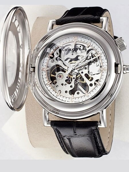Rougois Open Skeleton Mechanical Watch with Unique Pop-Open Outer Ring #RS094