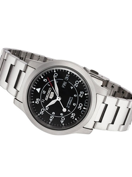 Seiko 5 Military Black Dial Automatic Watch with Stainless Steel