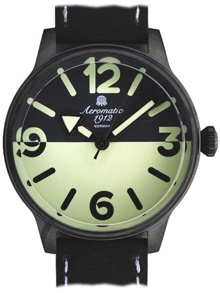 Aeromatic 1912 Retro Styled Quartz Watch, Black PVD Case #A1367