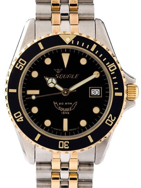 Squale 200 meter Swiss Quartz Dive watch with Two-Tone Bracelet  #1545-Qtz