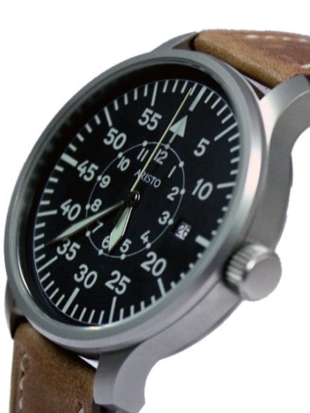 Aristo 3H80 42mm Quartz Pilot's Watch with Sandblasted Case