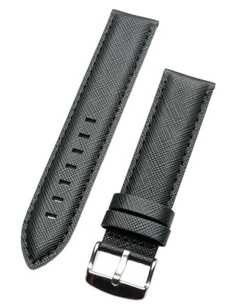 Toscana Saffian Black Leather Strap with Unique Cross-Hatch Texture #SAF-30