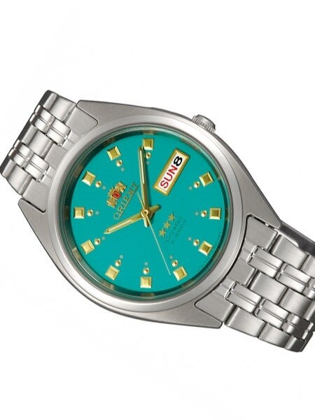 Orient Automatic Watch with Green Dial, Day-Date and SS Bracelet #AB00009N