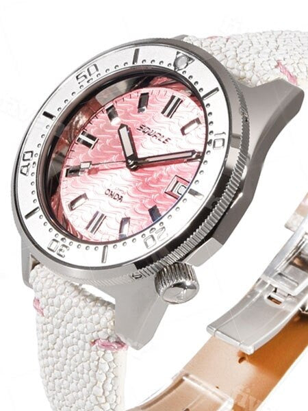 Squale 500 Meter Swiss Made Automatic Dive Watch with Pink Wave Dial  #1521-PK