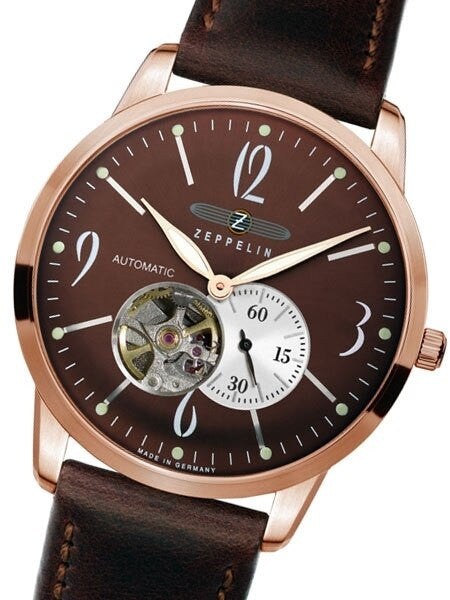 Graf Zeppelin Flatline Automatic Open-Heart Watch with Small Seconds #7362-5