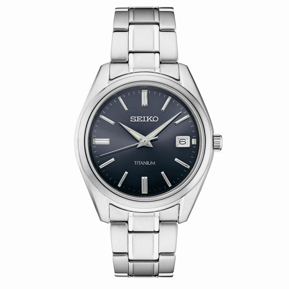 SEIKO SOLAR TITANIUM メンズ腕時計 Seiko 40mm Titanium Quartz Watch with Sapphire Crystal and