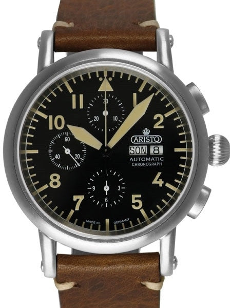 Aristo Swiss Valjoux 7750 Automatic Chronograph Aviator Watch #7H186
