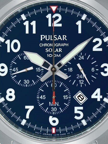 Pulsar Solar Quartz Chronograph Watch with Stopwatch and 24-Hour Sub-Dial #PX5037
