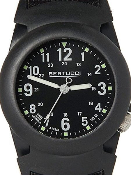 Bertucci DX3?« PRO-GUARD?äó Resin Watch, Dash-Striped Nylon Strap, Black Dial - 11068