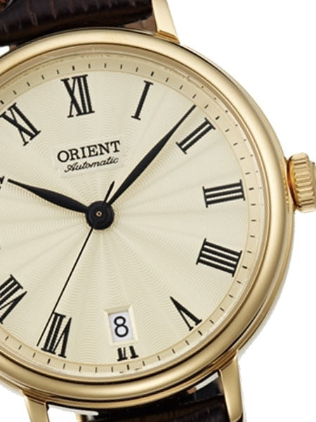Orient Soma Automatic Dress Watch with Guilloche-Style Dial and Goldtone Case #ER2K003C