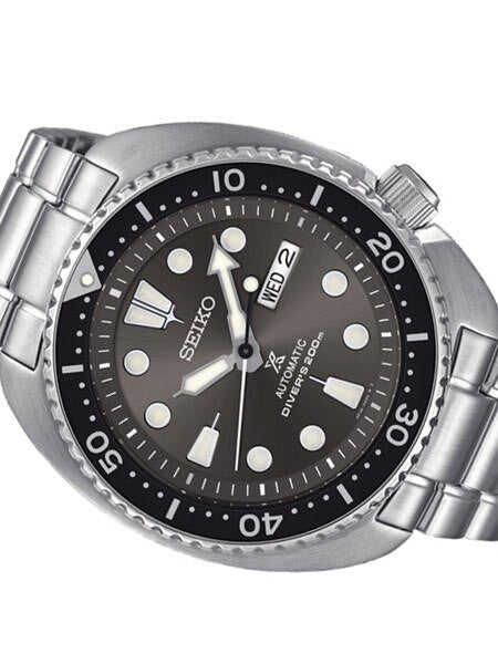 Seiko Turtle Prospex Automatic Dive Watch with Radiant Grey Dial and Stainless Steel Bracelet #SRPC23J1