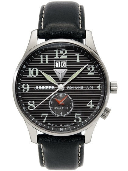 Junkers Iron Annie Big Date, Dual Time Watch with Corrugated Dial #6640-2