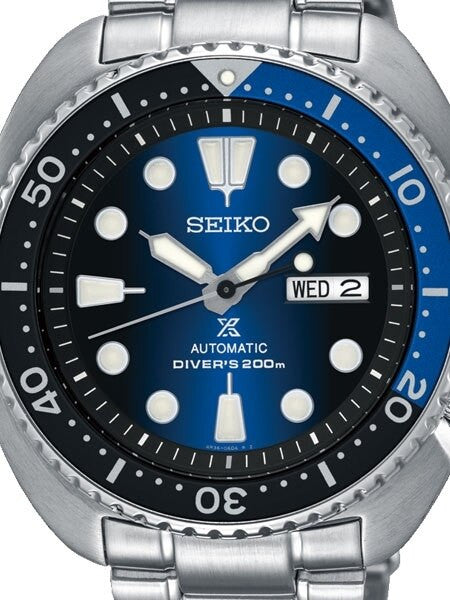 Seiko Turtle Prospex Automatic Dive Watch with Radiant Blue Dial and Stainless Steel Bracelet #SRPC25K1
