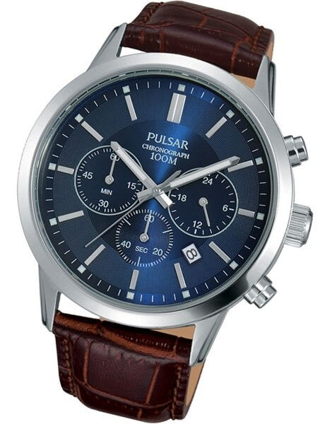 Pulsar Quartz Chronograph Watch with 43mm Case and Blue Dial #PT3789X