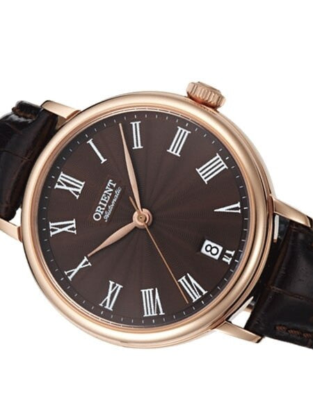 Orient Soma Automatic Dress Watch with Maroon Dial and Rose Goldtone Case #ER2K001T