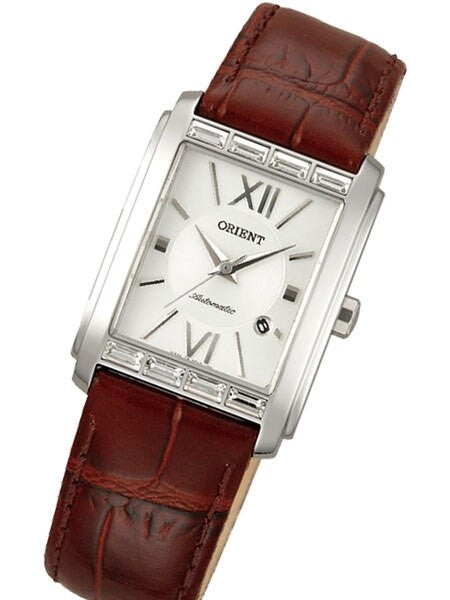 Orient Romance Women's Automatic Dress Watch with Curved Crystal and CZ Baguettes on the Bezel #ENRAP002W
