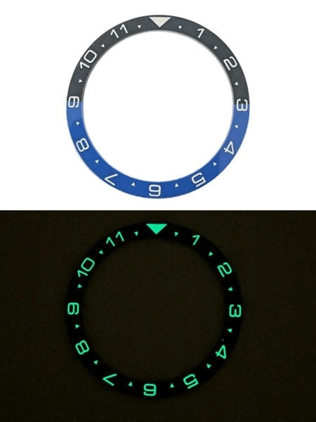 "Batman" (Dual-Time) Ceramic Luminous Bezel Insert for Seiko SKX007, SKX009, SKX011 #C12