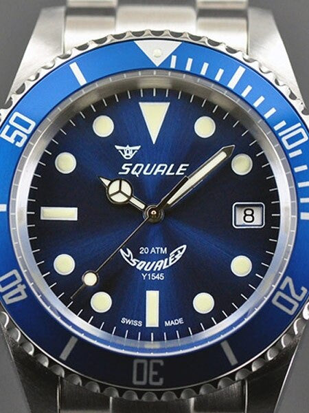 Squale 200 meter Blueray Swiss Automatic Dive watch with Domed Sapphire Crystal #1545-BR
