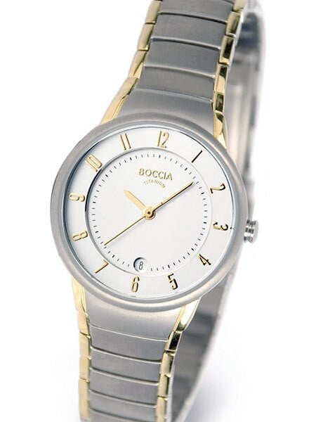 Boccia Ladies Quartz Watch with Two-Tone Titanium Case and Bracelet #3158-02