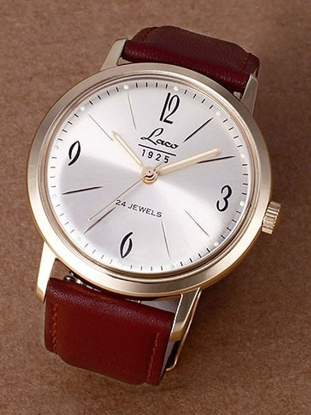 Laco Vintage Automatic Goldtone Watch with Domed Acrylic Crystal #861779