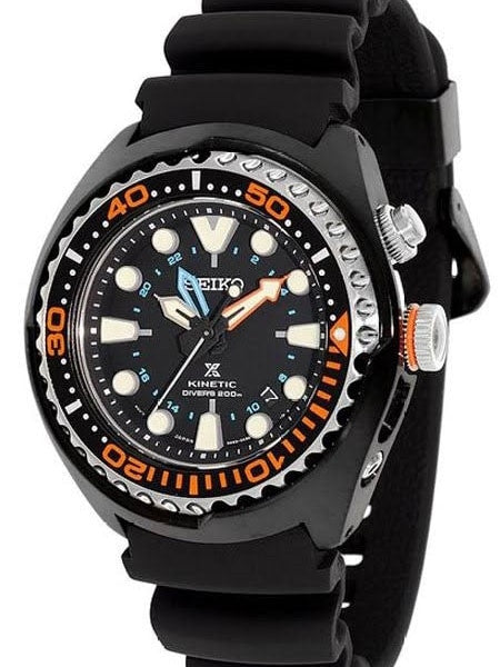 Seiko SUN023 Prospex Kinetic Black Ion-Plated GMT Watch #SUN023