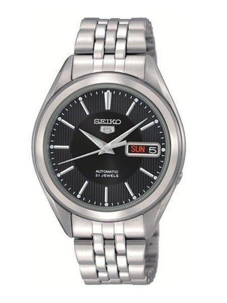 Seiko 5 Automatic Black Dial Watch with Stainless Steel Bracelet #SNKL23