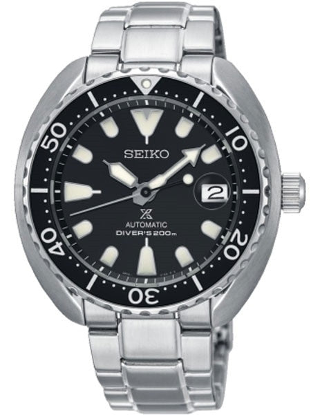 Seiko Baby Turtle Prospex Automatic Dive Watch with Black Dial and SS Bracelet #SRPC35J1