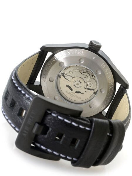 Air Blue Bravo Automatic Pilot Watch with 44mm PVD Case, Sapphire Crystal #BRAVOAUTOPVDBLKORG