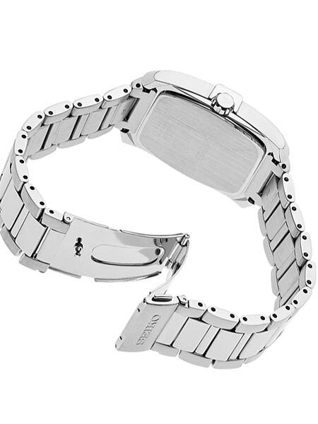 Seiko Solar Watch with Stainless Steel Case and Nine Diamonds on the Dial #SNE461