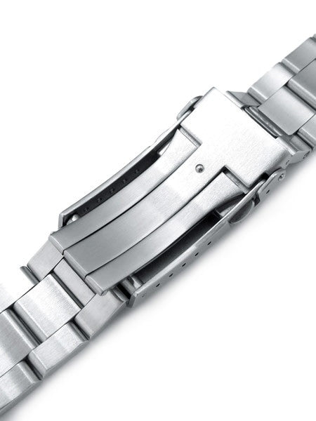 Strapcode 20mm Super-O 3D "Boyer" Stainless Steel Watch Bracelet Seiko SBDC053 V-Clasp, Brushed #SS201820B085