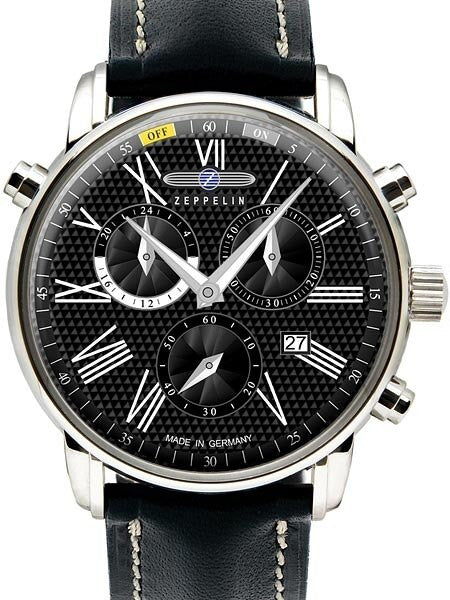 Graf Zeppelin Chronograph Watch with Alarm Funcition, Domed Crystal #7696-2