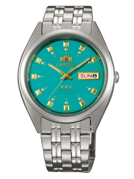 Orient Automatic Watch with Green Dial, Day-Date and SS Bracelet #AB00009N