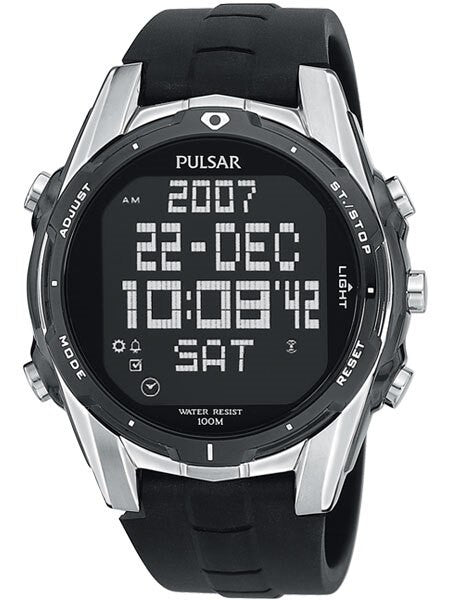 Pulsar Digital Quartz Watch with Countdown Timer, World Time, Alarm, and Stopwatch #PQ2003
